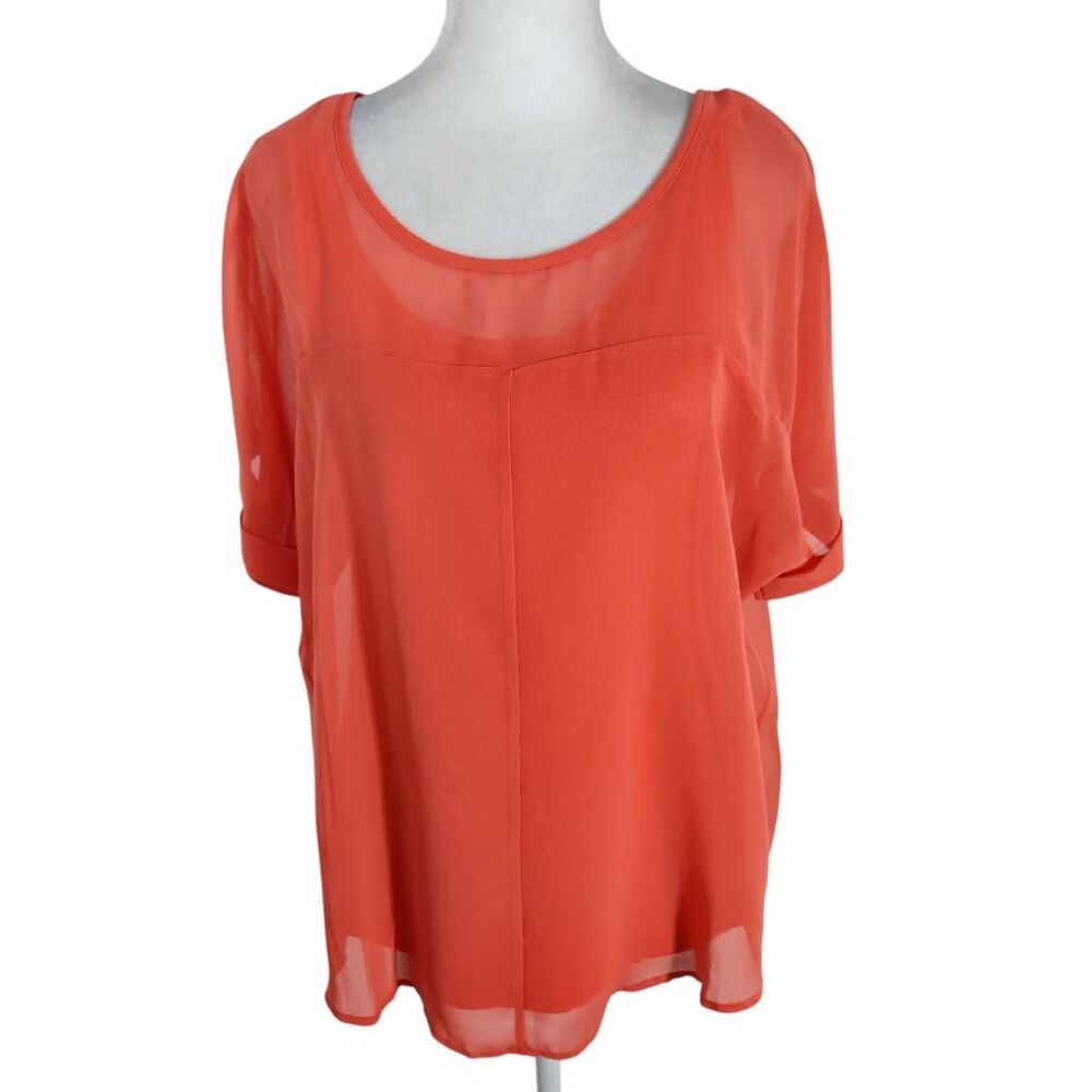 Worthington Coral Layered Blouse NWT Size Small Coral Orange Blouse